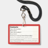 Huisdier Nood Informatiekaart Badge (Achterkant met lanyard)