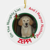 Huisdier Ondeugend Lijst Kerstmis Keramisch Ornament (Voorkant)