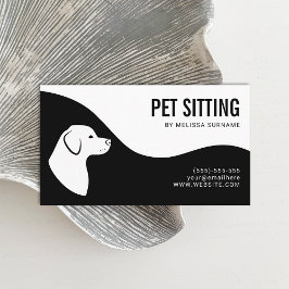 Huisdier Oppas Dienst Hond Silhouet Zwart Wit Visitekaartje