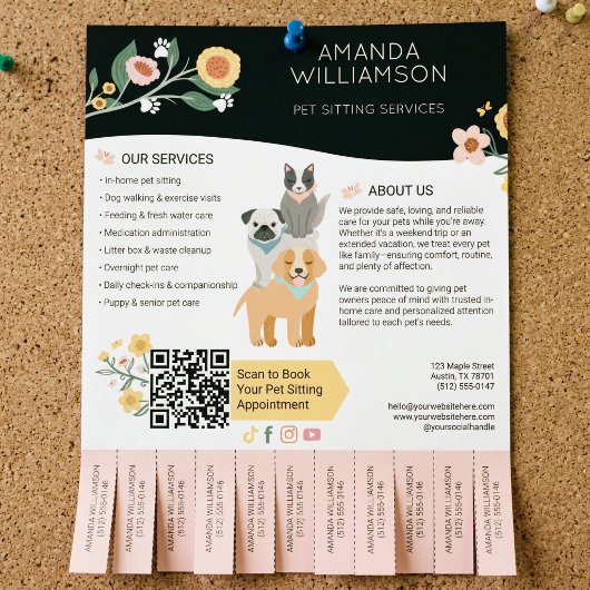 Huisdier Oppas Hond Kat Verzorging Service Afscheu Flyer