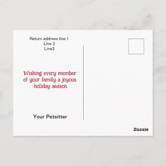 Huisdier oppas's vakantie hond briefkaart (Achterkant)