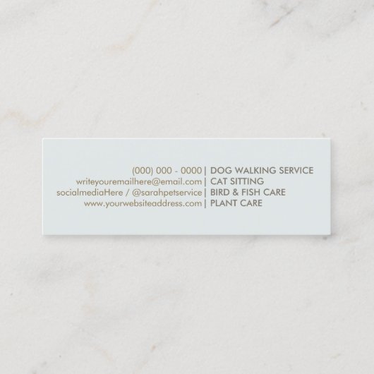 Huisdier Oppasser Walker hond huisdierverzorging p Mini Visitekaartje (Achterkant)