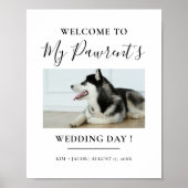 Huisdier ouders welkom minimalistische bruiloft poster (Voorkant)