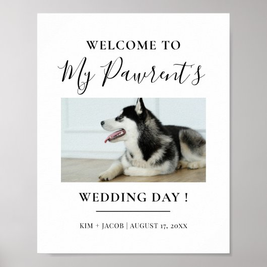 Huisdier ouders welkom minimalistische bruiloft poster (Voorkant)