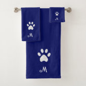 Huisdier Paw & Monogram op Navy Blue Badhanddoek S Bad Handdoek (Insitu)