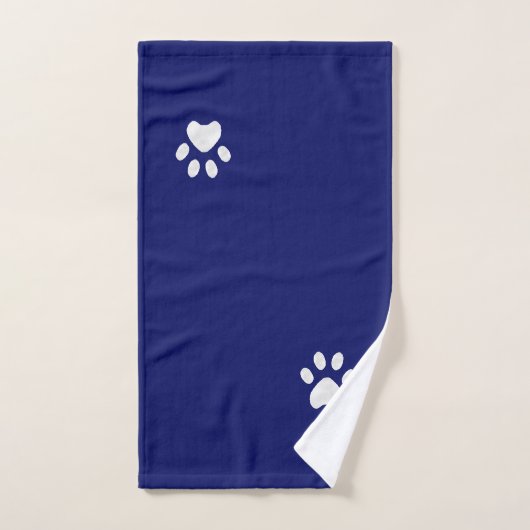 Huisdier Paw & Monogram op Navy Blue Badhanddoek S Bad Handdoek (Handdoek)