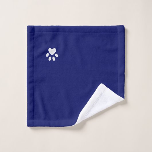 Huisdier Paw & Monogram op Navy Blue Badhanddoek S Bad Handdoek (Wasdoekje)