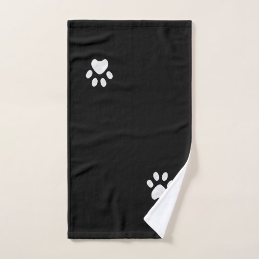 Huisdier Paw & Monogram op Zwarte Badhanddoek Set Bad Handdoek (Handdoek)