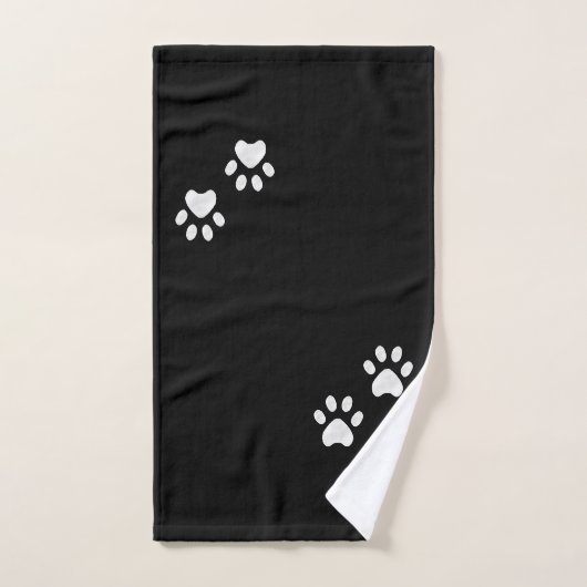 Huisdier Paws & Monogram op Zwarte Badhanddoek Set Bad Handdoek (Handdoek)