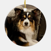 Huisdier Pootafdruk Kerstmis Rood Sneeuwvlok Sterr Keramisch Ornament (Achterkant)