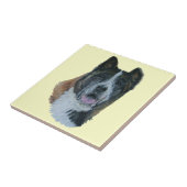 Huisdier portret schilderij van grote japanse akit tegeltje (Zijkant)