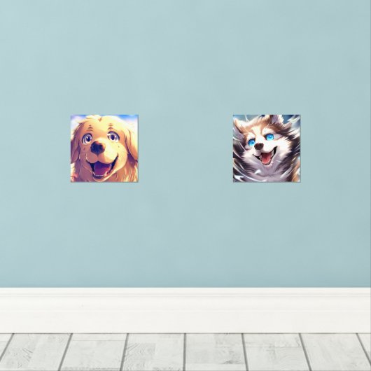 huisdier portret - Upload uw huisdier Muurkunst Sets (Houten vloer)