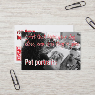 Huisdier Portretten Service QR Code roze citaat Visitekaartje