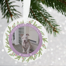 Huisdier Puppies Hond Eerste Kerstmis 2 Foto's Gro Ornament