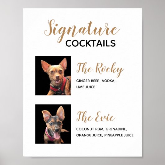 Huisdier Signature Drankjes Huwelijks Cocktail Men Poster (Voorkant)