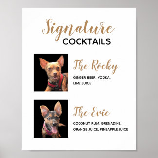 Huisdier Signature Dranks Huwelijks Cocktail Menu Poster