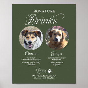 Huisdier Signature Drinks Huwelijksbord met Foto Poster