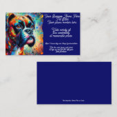 Huisdier Sitter Boxer Hond Pop Art Paint Splatter  Visitekaartje (Voorkant / Achterkant)