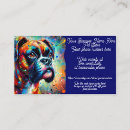 Huisdier Sitter Boxer Hond Pop Art Paint Splatter  Visitekaartje