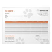 Huisdier Sitter Custom Receipt Notitieblok (Voorkant)