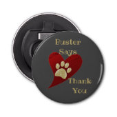 Huisdier Sitter Dank u Glittery Gold Paw Print Button Flesopener (Voorkant)