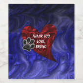 Huisdier Sitter Dank u Paw Print Hart Groomer Wijn Etiket (Enkel label)