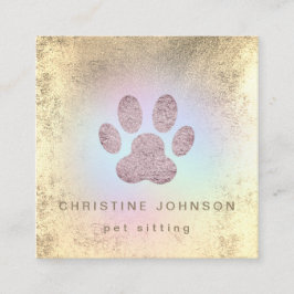 huisdier sitter FAUX folie pootafdruk logo Vierkante Visitekaartje