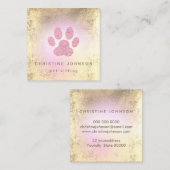 huisdier sitter FAUX folie roze poot print logo Vierkante Visitekaartje (Voorkant / Achterkant)