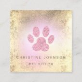 huisdier sitter FAUX folie roze poot print logo Vierkante Visitekaartje (Voorkant)