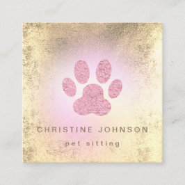 huisdier sitter FAUX folie roze poot print logo Vierkante Visitekaartje