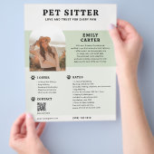 Huisdier Sitter Foto Sage QR Code Flyer (Hand)