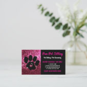 Huisdier Sitter Grooming Glitter Roze Zwarte Hond Visitekaartje (Staand voorkant)