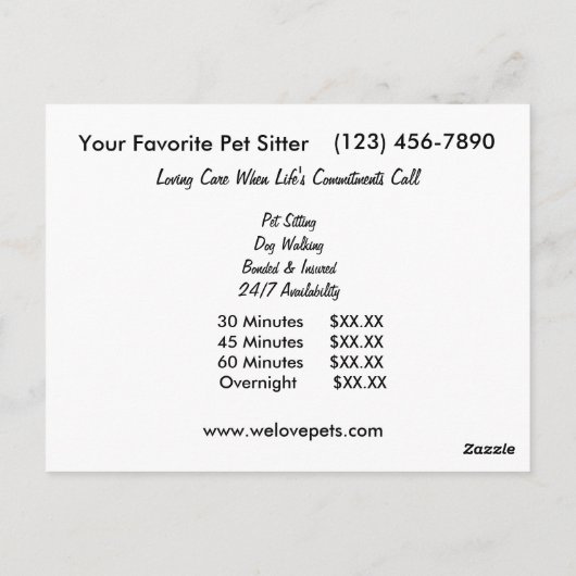 Huisdier Sitter Grote Deen op Kauwbank Briefkaart (Achterkant)