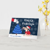 Huisdier Sitter Hond met Kerstboom en Kerstman Kaart (Gele Bloem)