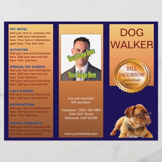 Huisdier Sitter Hond Walker 🐾 Trifold Brochure (Voorkant)
