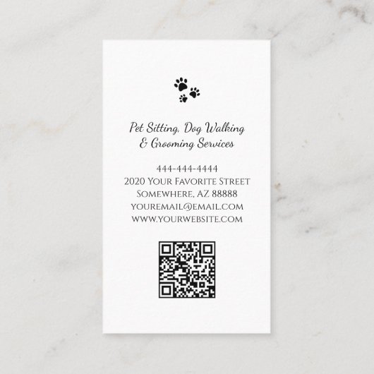 Huisdier Sitter QR code Schattige Winking Cat Zwar Visitekaartje (Achterkant)