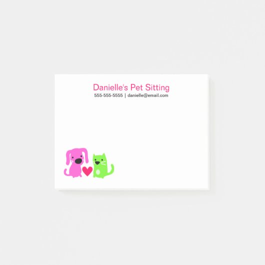 Huisdier Sitter's hond en kat met hart Post-it® Notes (Voorkant)