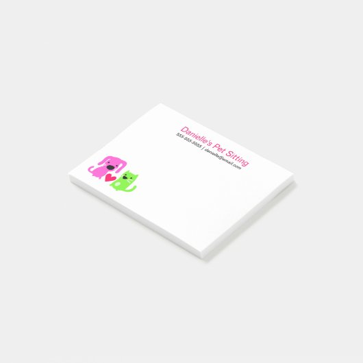 Huisdier Sitter's hond en kat met hart Post-it® Notes (Schuin)