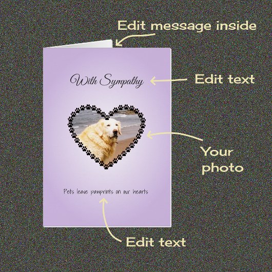 Huisdier sympathie aangepaste foto en tekstkaart