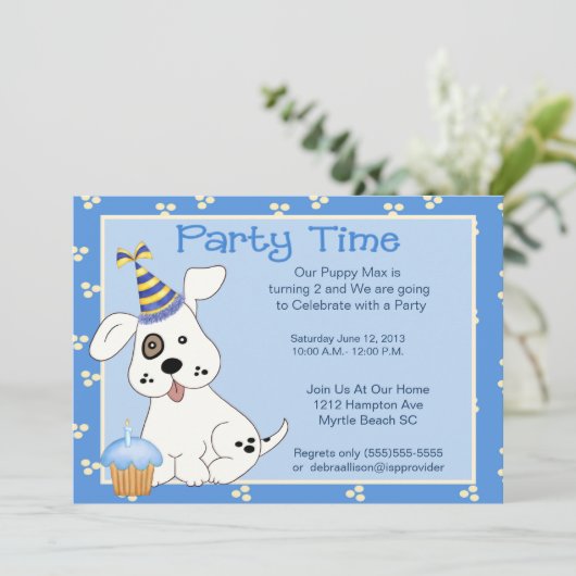 Huisdier Verjaardagsfeest Uitnodiging (Staand voorkant)