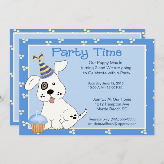 Huisdier Verjaardagsfeest Uitnodiging (Voorkant / Achterkant)