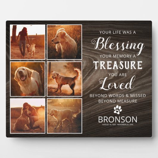 Huisdier Verlies Rustieke Herdenking Foto Collage  Fotoplaat (Voorkant)