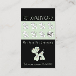 Huisdier verzorgen ballon hond groene loyaliteit visitekaartje