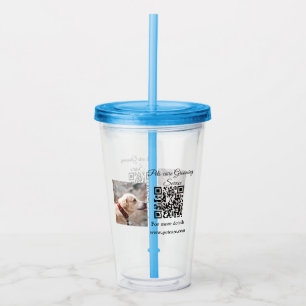 Huisdier verzorging verzorgingsdienst Q R code naa Acryl Drinkbeker