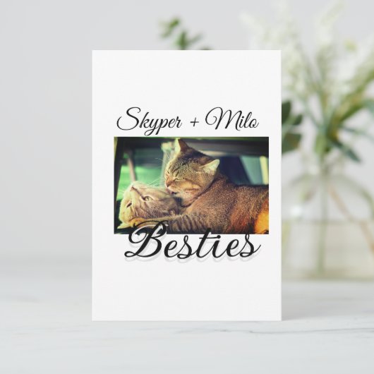 Huisdier vrienden besties voeg naam toe huisdier f bedankkaart (Staand voorkant)