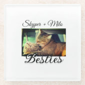 Huisdier vrienden besties voeg naam toe huisdier f glazen onderzetter (Voorkant)