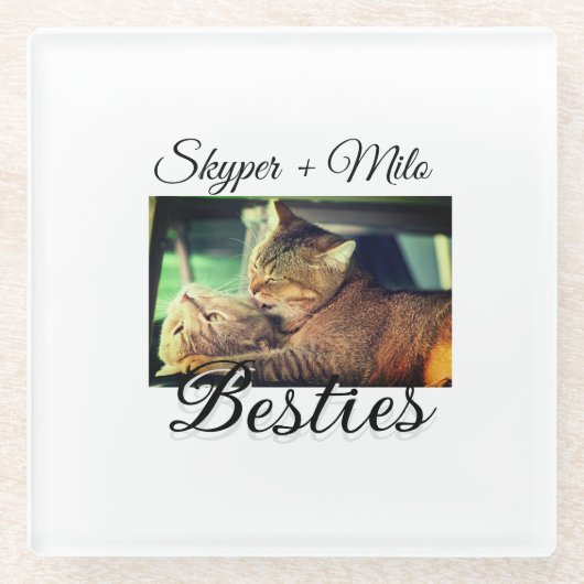 Huisdier vrienden besties voeg naam toe huisdier f glazen onderzetter (Voorkant)