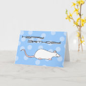 Huisdier Witte Rat. Birthday Kaart (Gele Bloem)