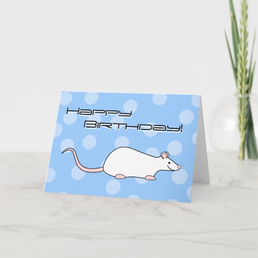 Huisdier Witte Rat. Birthday Kaart (Voorkant)
