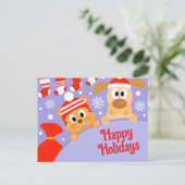 Huisdier Zakelijk Kerst Hond Kat Briefkaart (Staand voorkant)